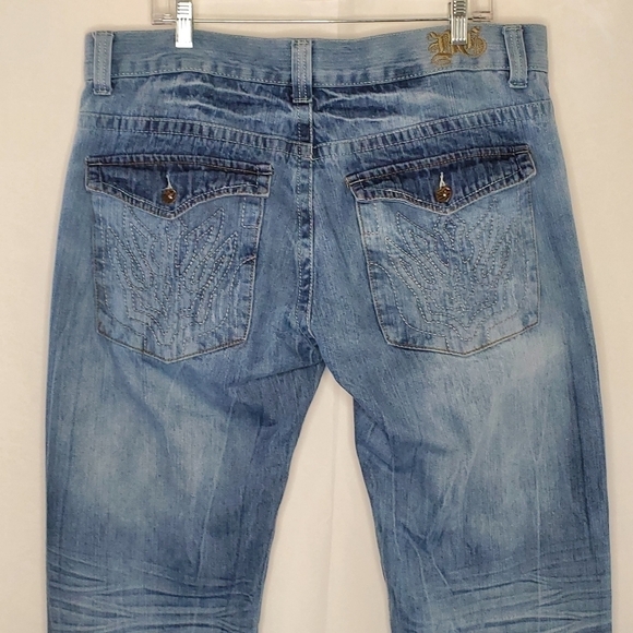Straight Leg Relaxed Jeans Size 38 x 32 Distressed Cotton Denim Vintage - Picture 3 of 13